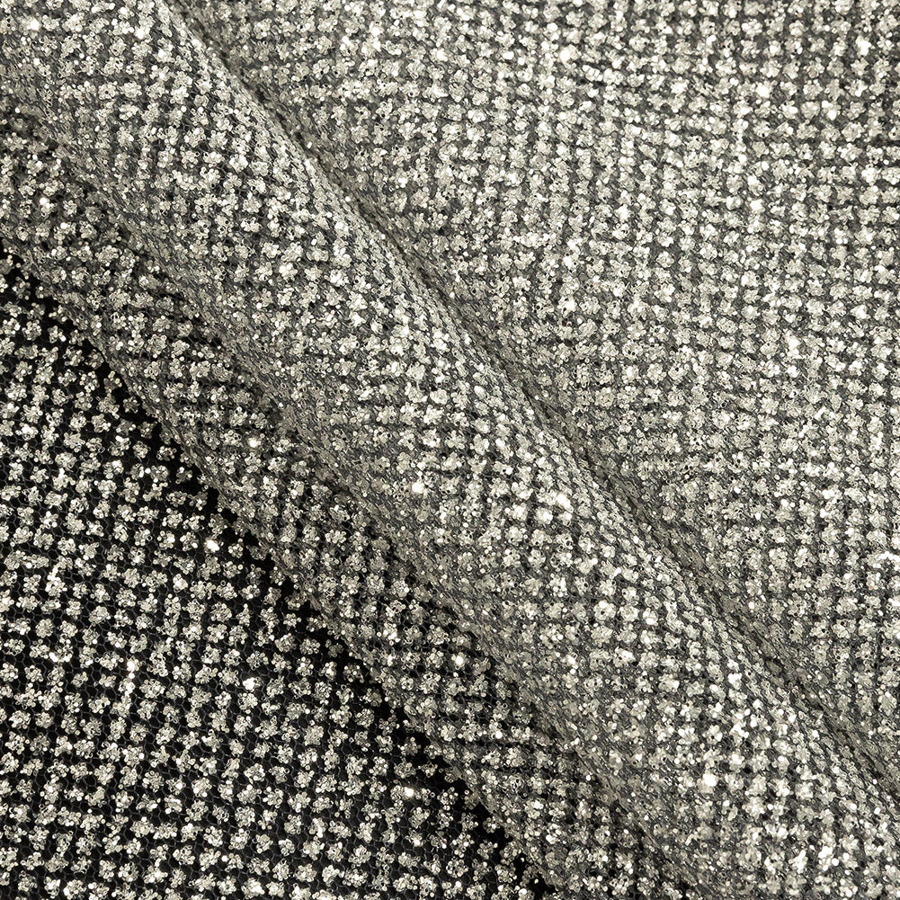 Tulle with Metallic Platinum Glitter - Nine Iron - Platina Collection