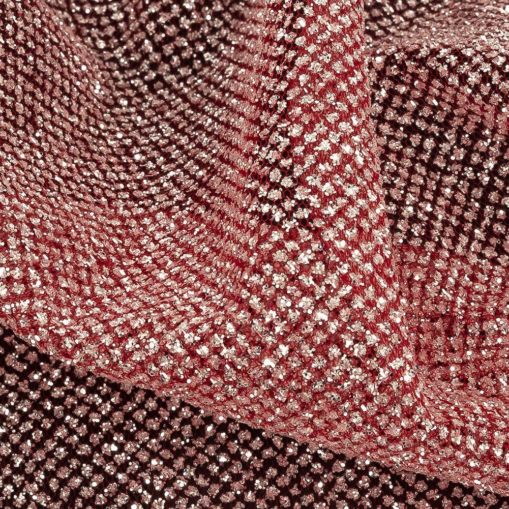 Tulle with Metallic Platinum Glitter - Red - Platina Collection