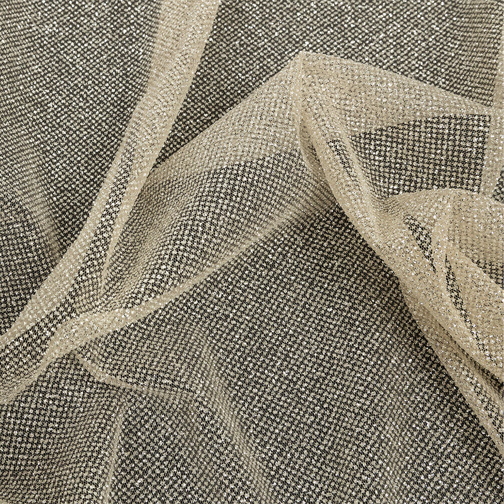 Tulle with Metallic Platinum Glitter - Champagne - Platina Collection