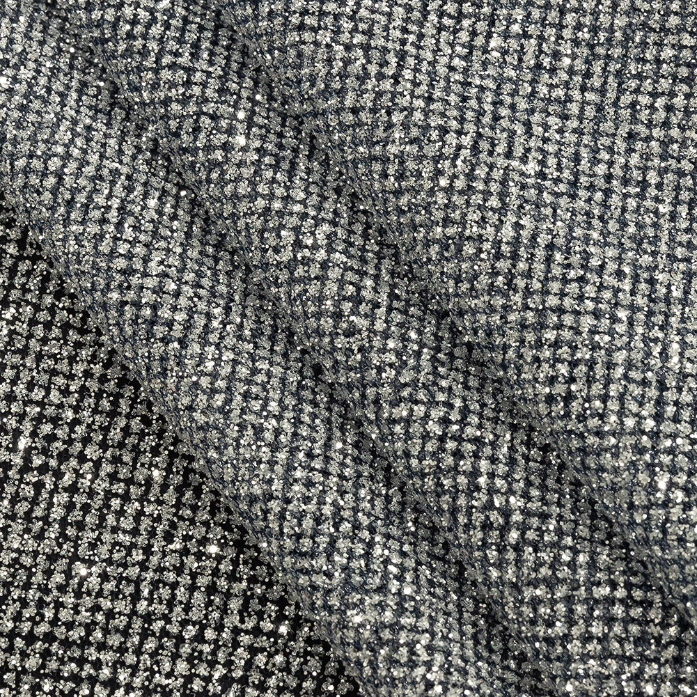 Tulle with Metallic Platinum Glitter - Navy Blue - Platina Collection