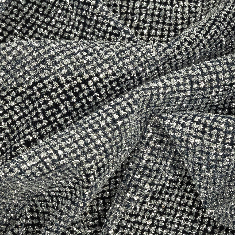 Tulle with Metallic Platinum Glitter - Navy Blue - Platina Collection