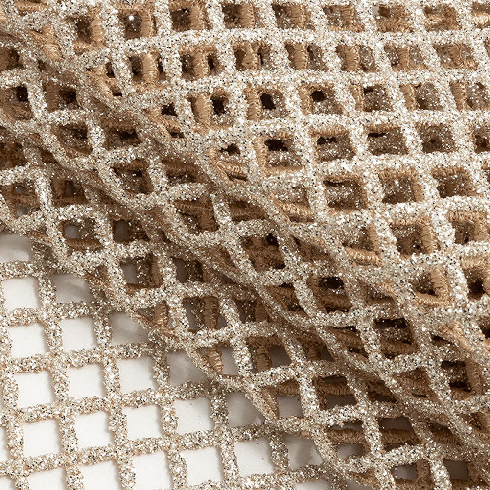 Guipure Lace with Glitter - Champagne Diamonds