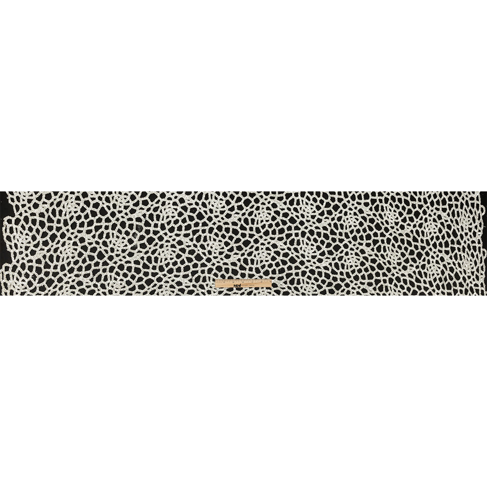 Guipure Lace with Silver Glitter Topcoat - Off-White Thick Webbing