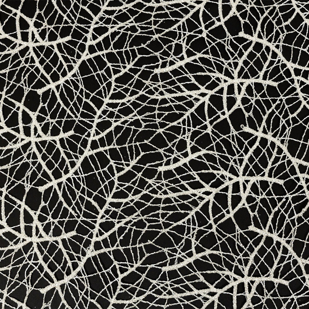 Guipure Lace with Silver Glitter Topcoat - Off-White Thin Webbing