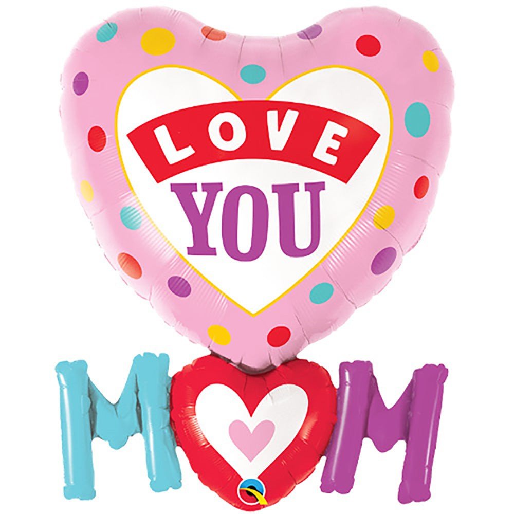 Foil Balloon 33 Inch Love You M(Heart)M Dots
