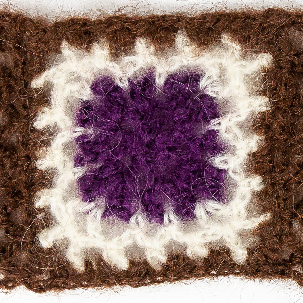Brown, Ivory and Purple Squares Crochet Lace Trim - 2.25"
