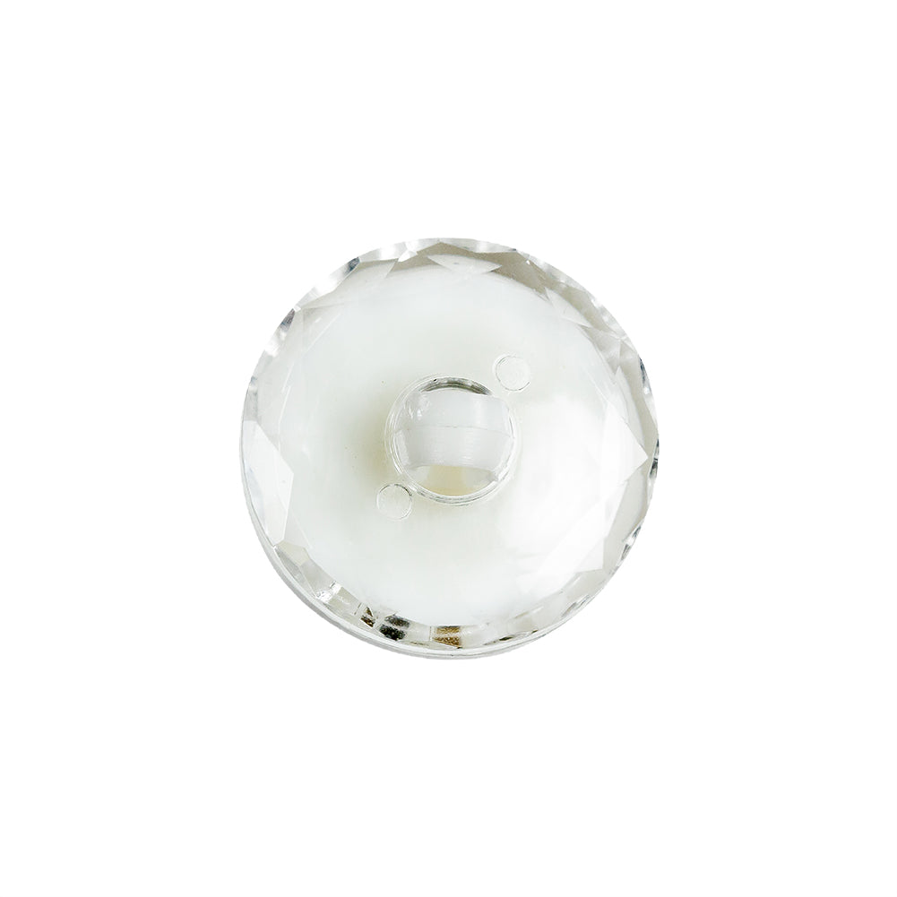 Italian White and Transparent Faceted Shank Back Button - 30L/19mm