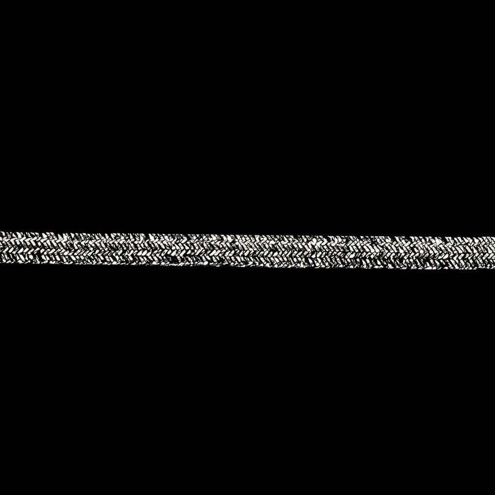 Black and Silver Soutache Flat Braided Cord - 0.2"