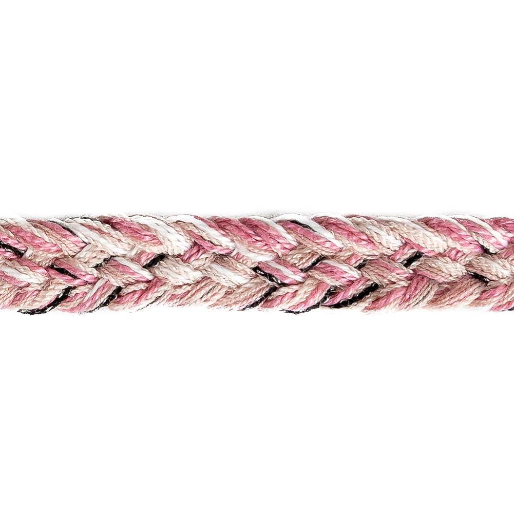 Pink, White and Black Yarn Braided Trim - 0.75"