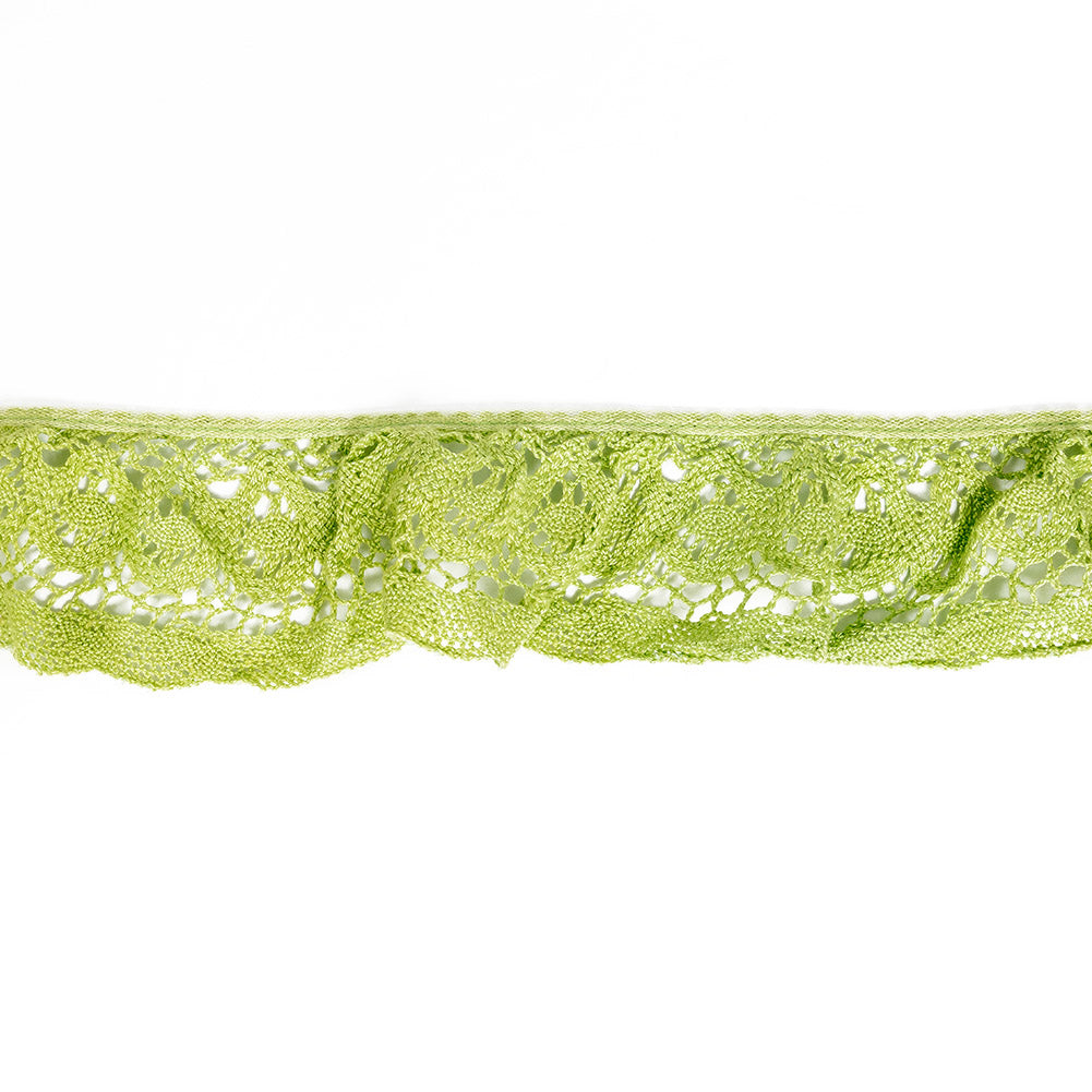 Lucky Green Floral Crocheted Trim - 2.5"