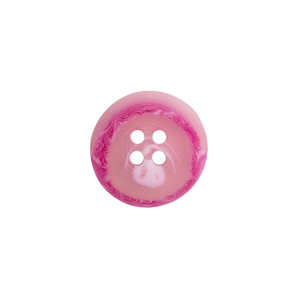 Transparent and Hot Pink Swirl 4-Hole Low Convex Button - 24L/15mm