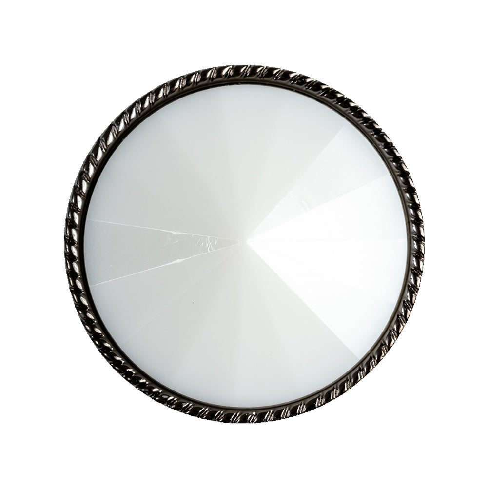 White and Gunmetal 2-Piece Cone-Shaped Shank Back Button - 45L/29mm