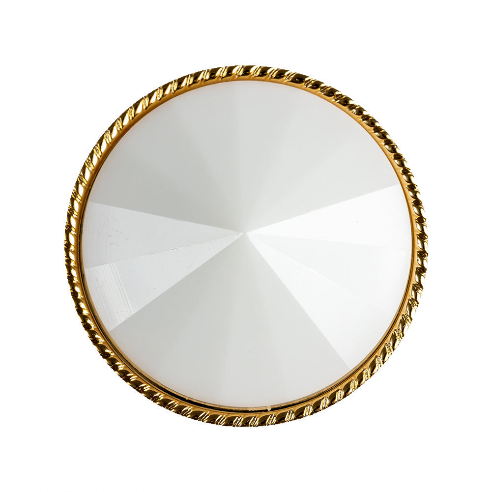 White and Gold 2-Piece Cone-Shaped Shank Back Button - 45L/29mm