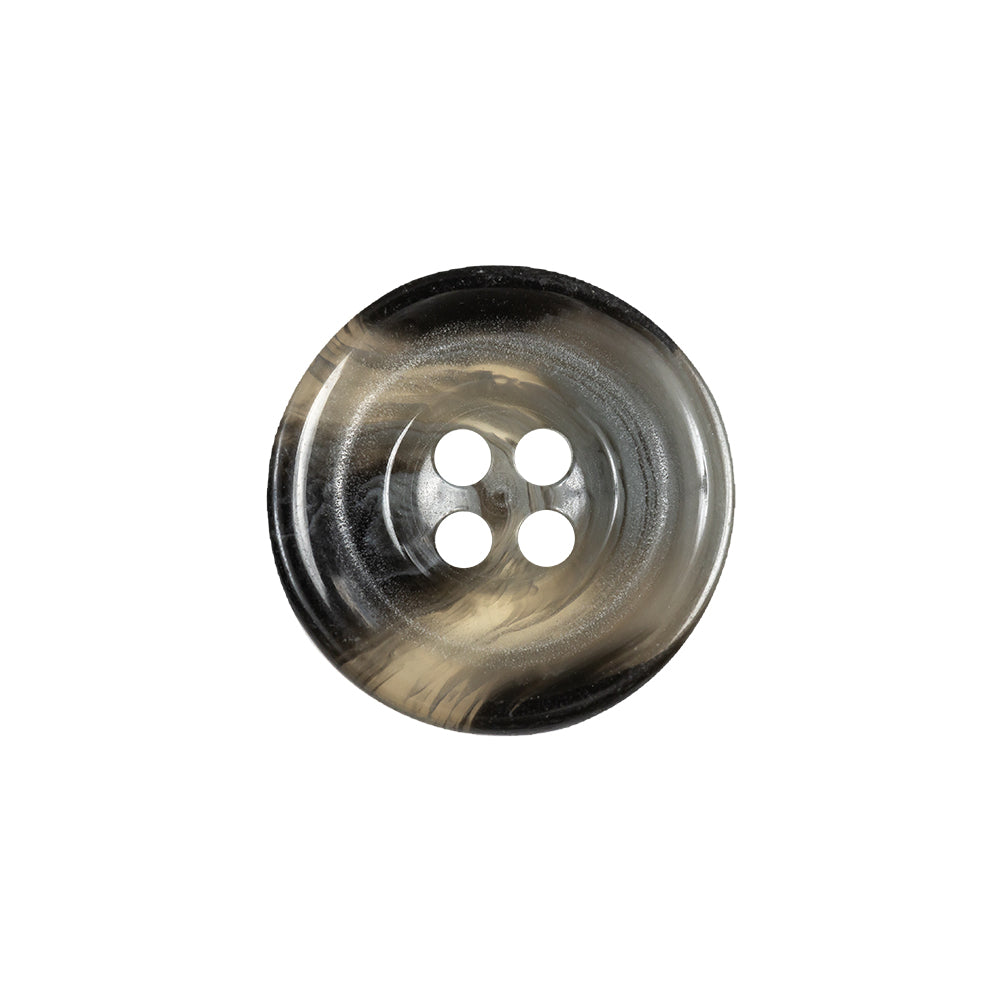 Charcoal and Dove Gray Translucent Swirl 4-Hole Shallow Plate Button - 32L/20mm