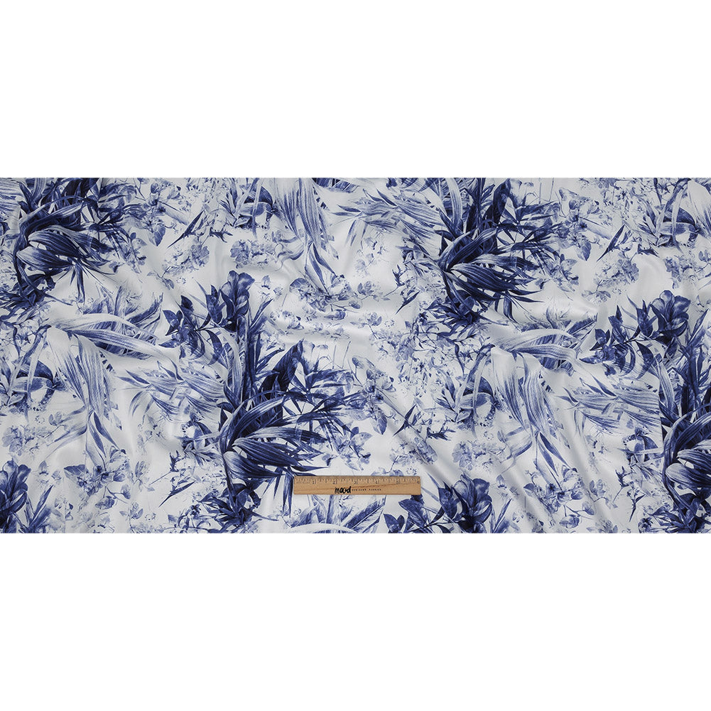 Mercerized Organic Egyptian Cotton Shirting - Blue and Cool Gray Tropical Oasis - Ravello Collection