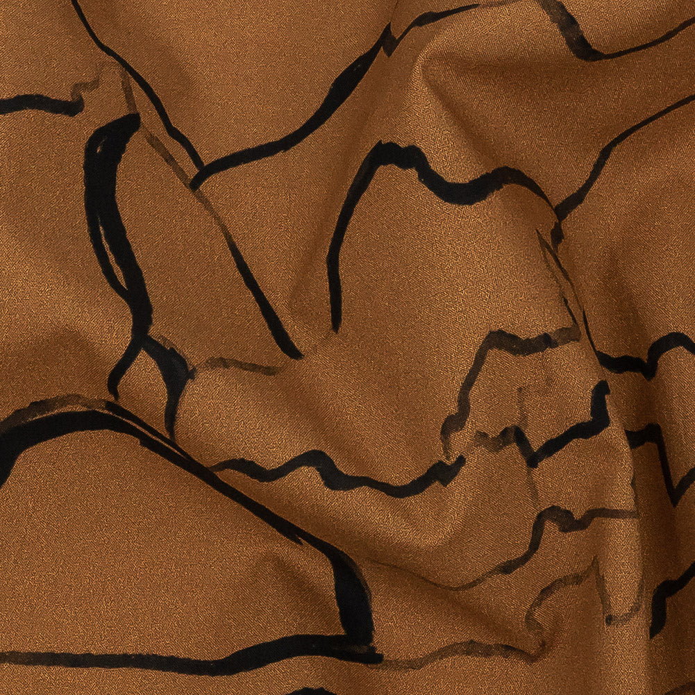 Mood Exclusive Toasted Honey Mountain Brushstrokes Cotton Poplin