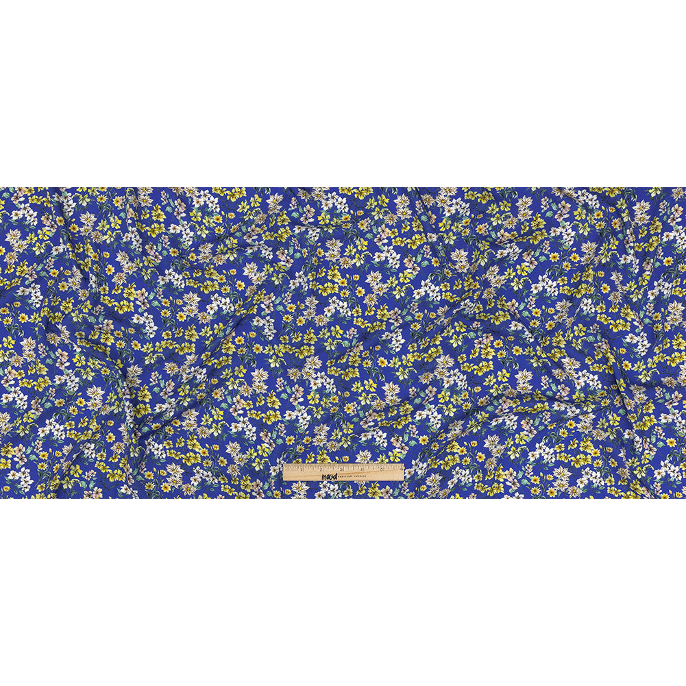 Mood Exclusive Cobalt Blue Dainty Daffodils Viscose Twill