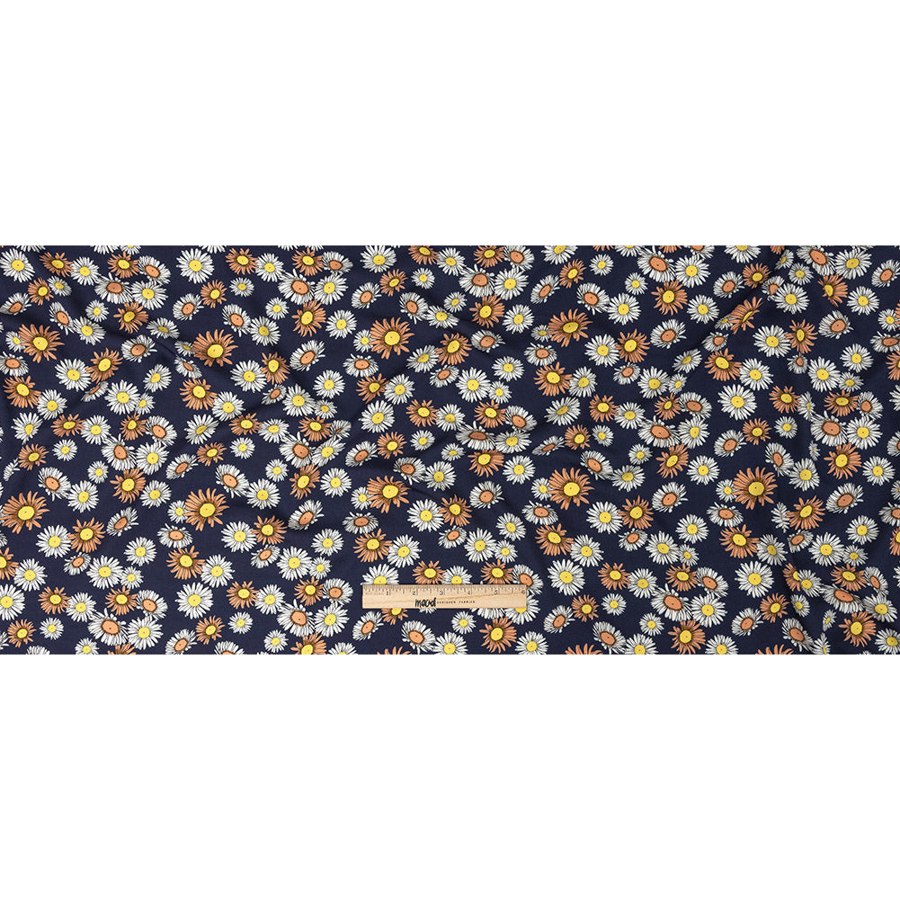 Rayon Batiste Print - Navy Floral - Mood Exclusive Navy Lazy Daisy Days