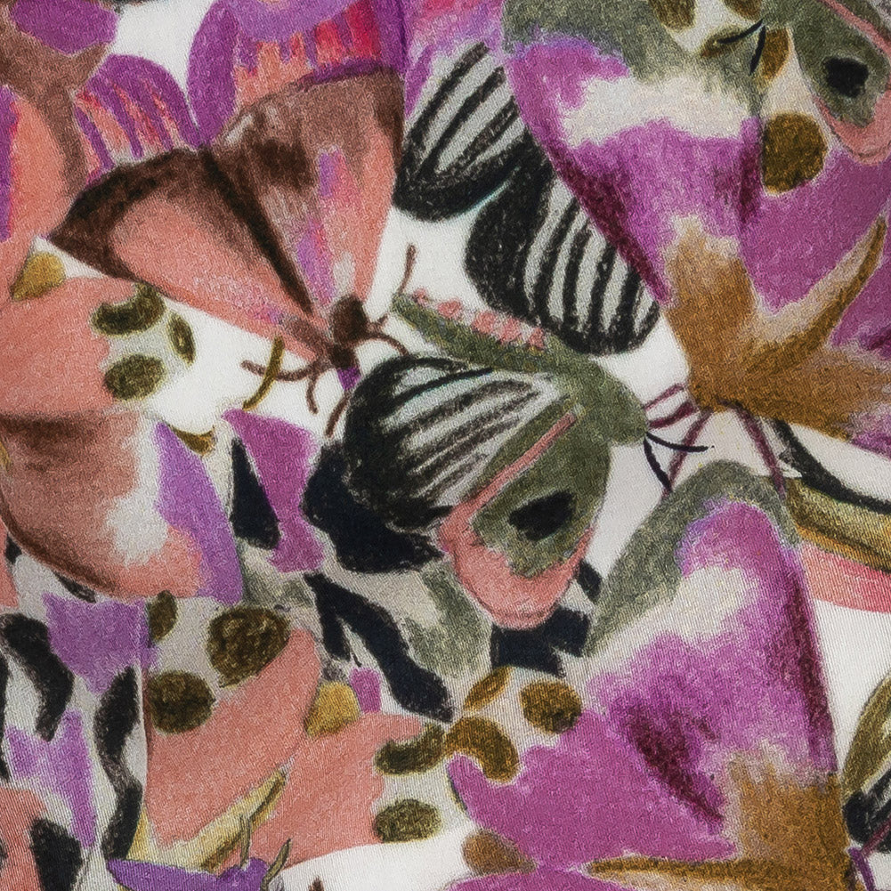 Rayon Batiste Print - Pink and White Butterflies - Mood Exclusive Pastel Papillon