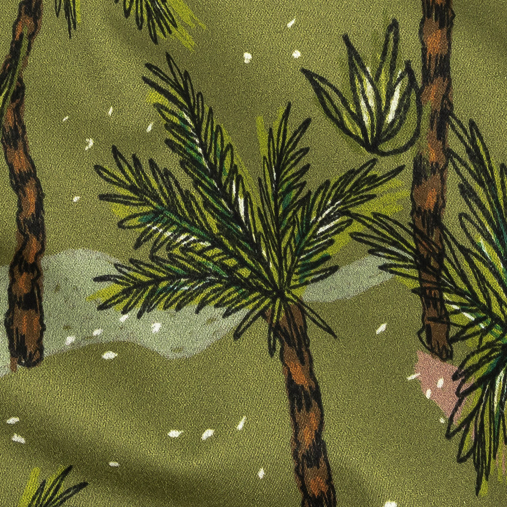Mood Exclusive Olive Island Oasis Stretch Cotton Sateen