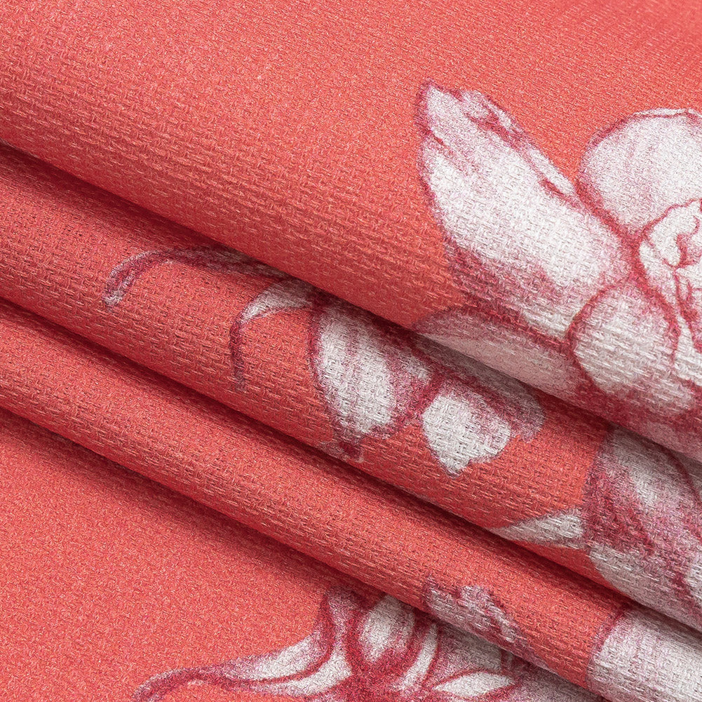 Mood Exclusive Coral Breath of Narcissus Stretch Cotton Woven