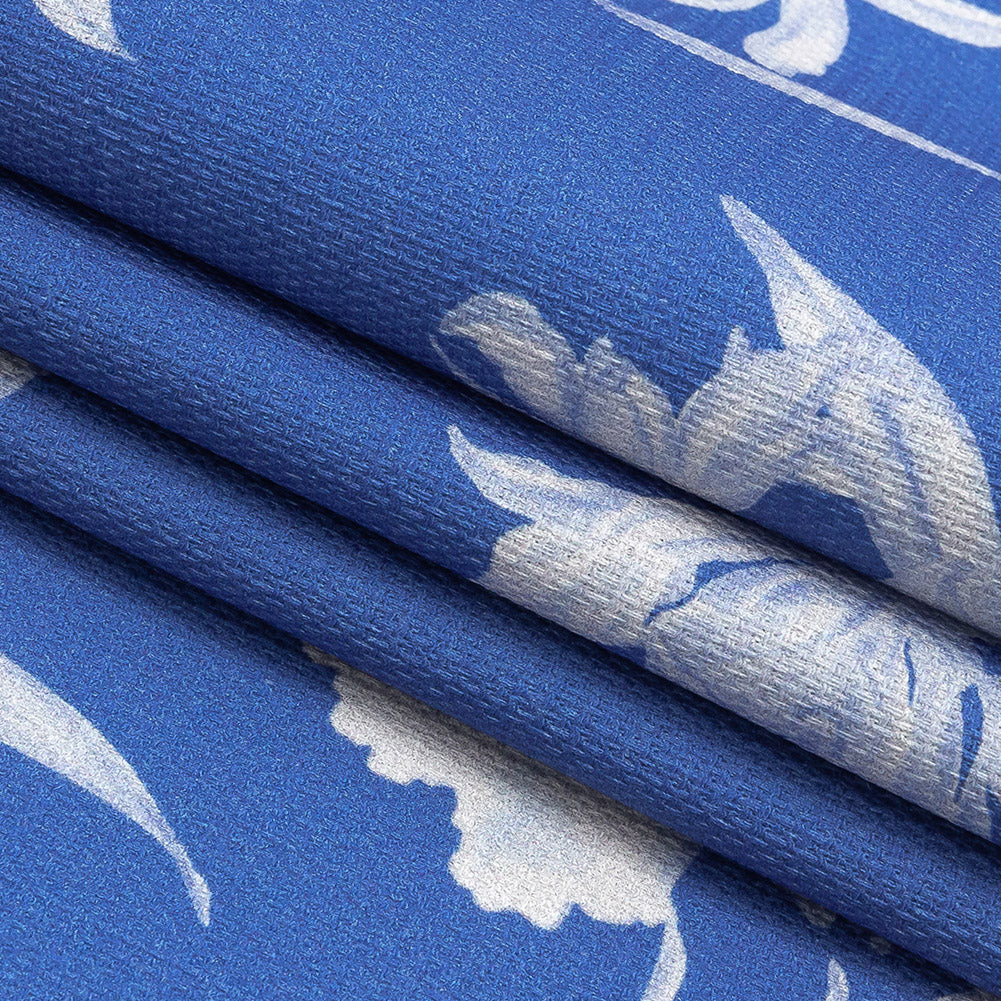 Mood Exclusive Cobalt Blue Camellia Mirage Stretch Cotton Woven