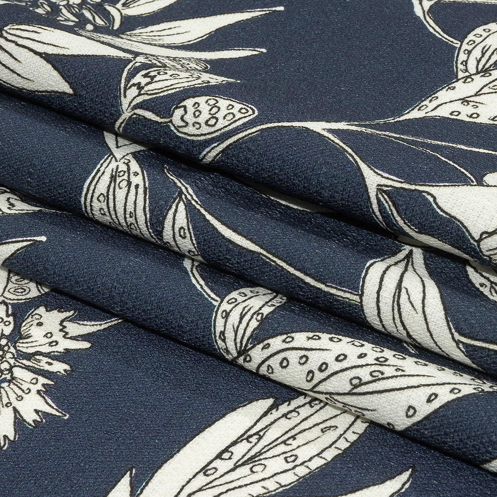 Mood Exclusive Blue Illustrated Cultivation Stretch Cotton Woven
