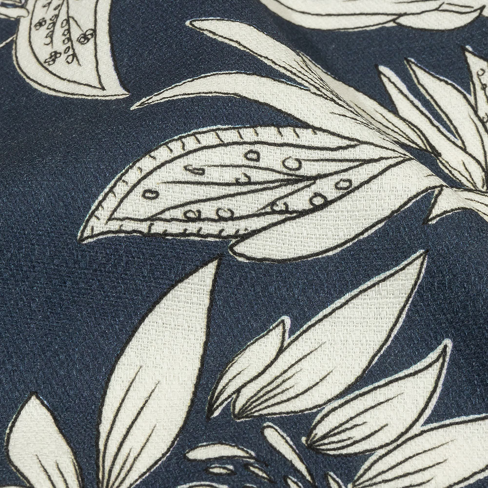 Mood Exclusive Blue Illustrated Cultivation Stretch Cotton Woven