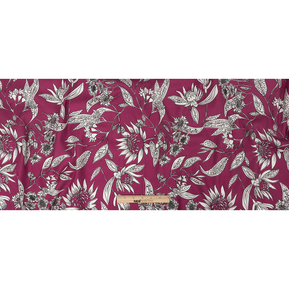 Mood Exclusive Pink Illustrated Cultivation Stretch Cotton Woven
