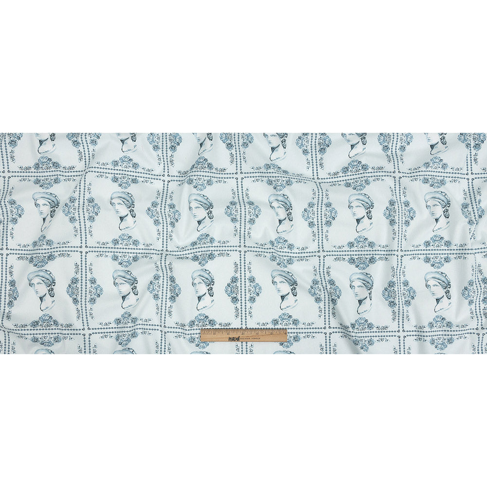 Mood Exclusive Sky Blue Busts of Antiquity Stretch Cotton Poplin