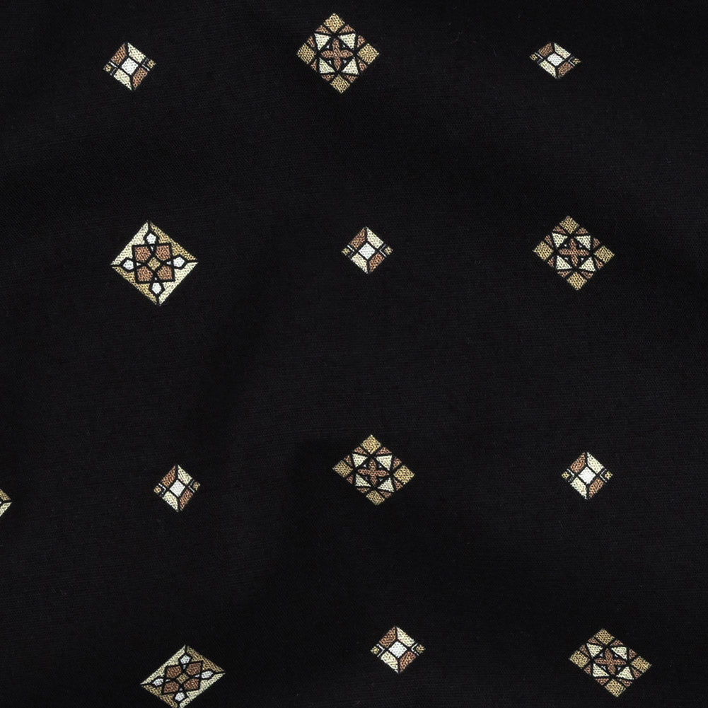 Mood Exclusive Black Geometric Gems Stretch Cotton Poplin