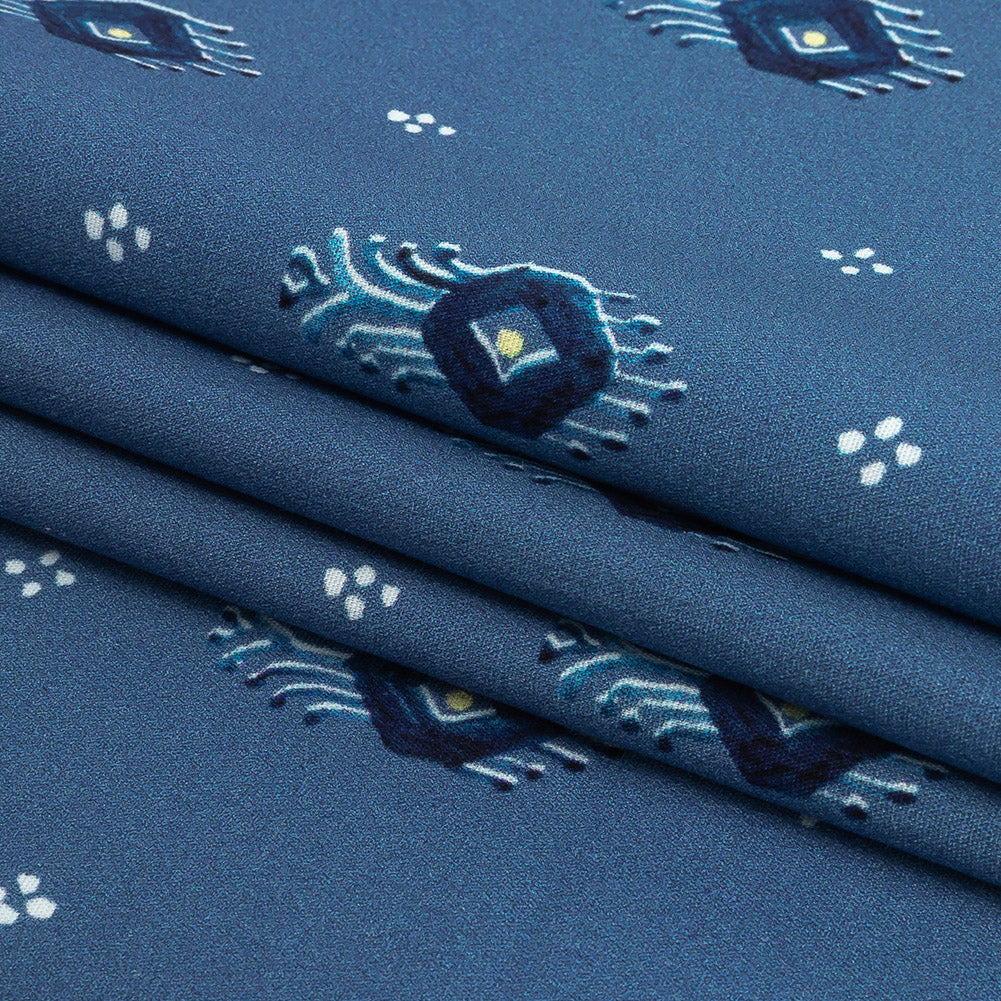 Mood Exclusive Dusty Blue Evil Eye Stretch Cotton Poplin