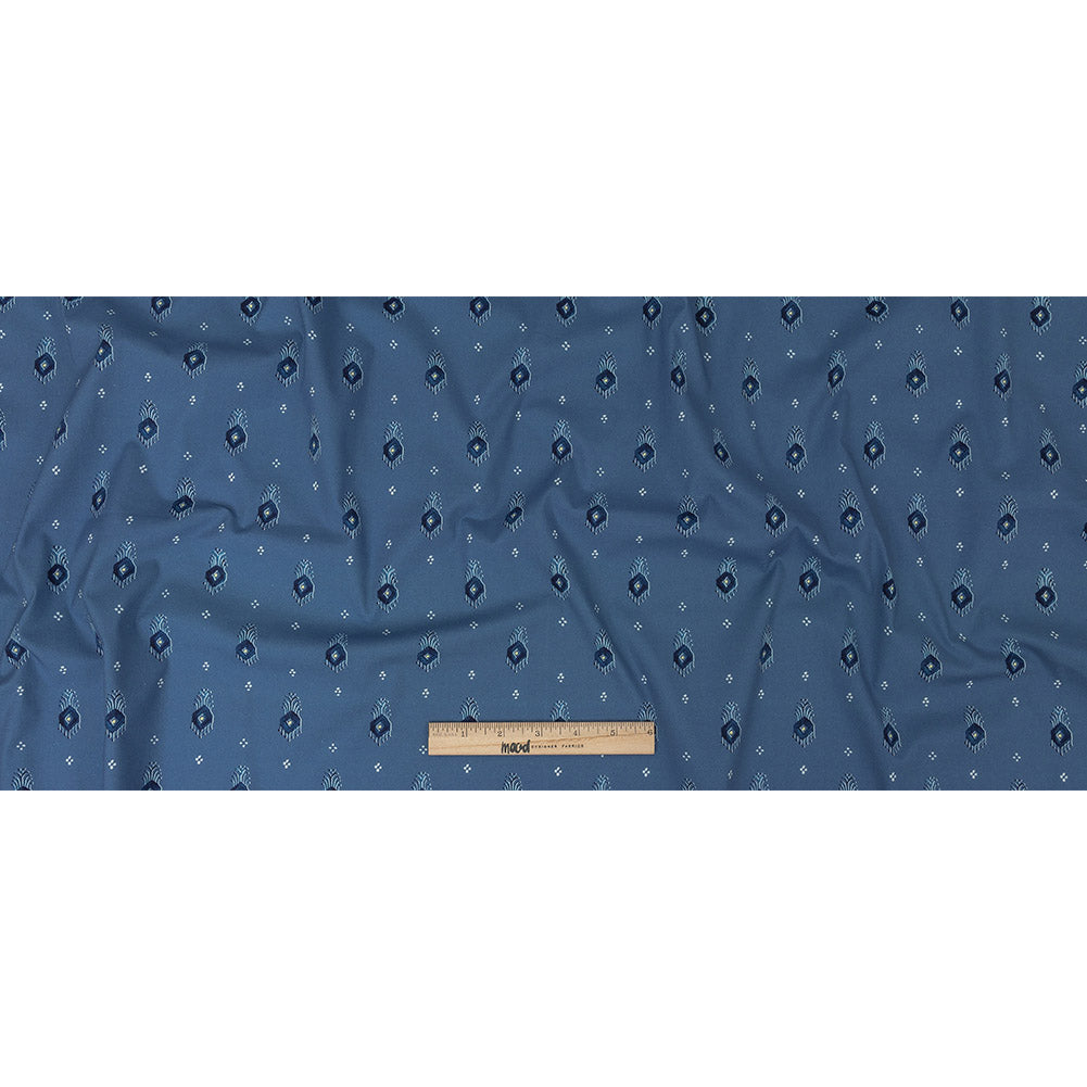 Mood Exclusive Dusty Blue Evil Eye Stretch Cotton Poplin