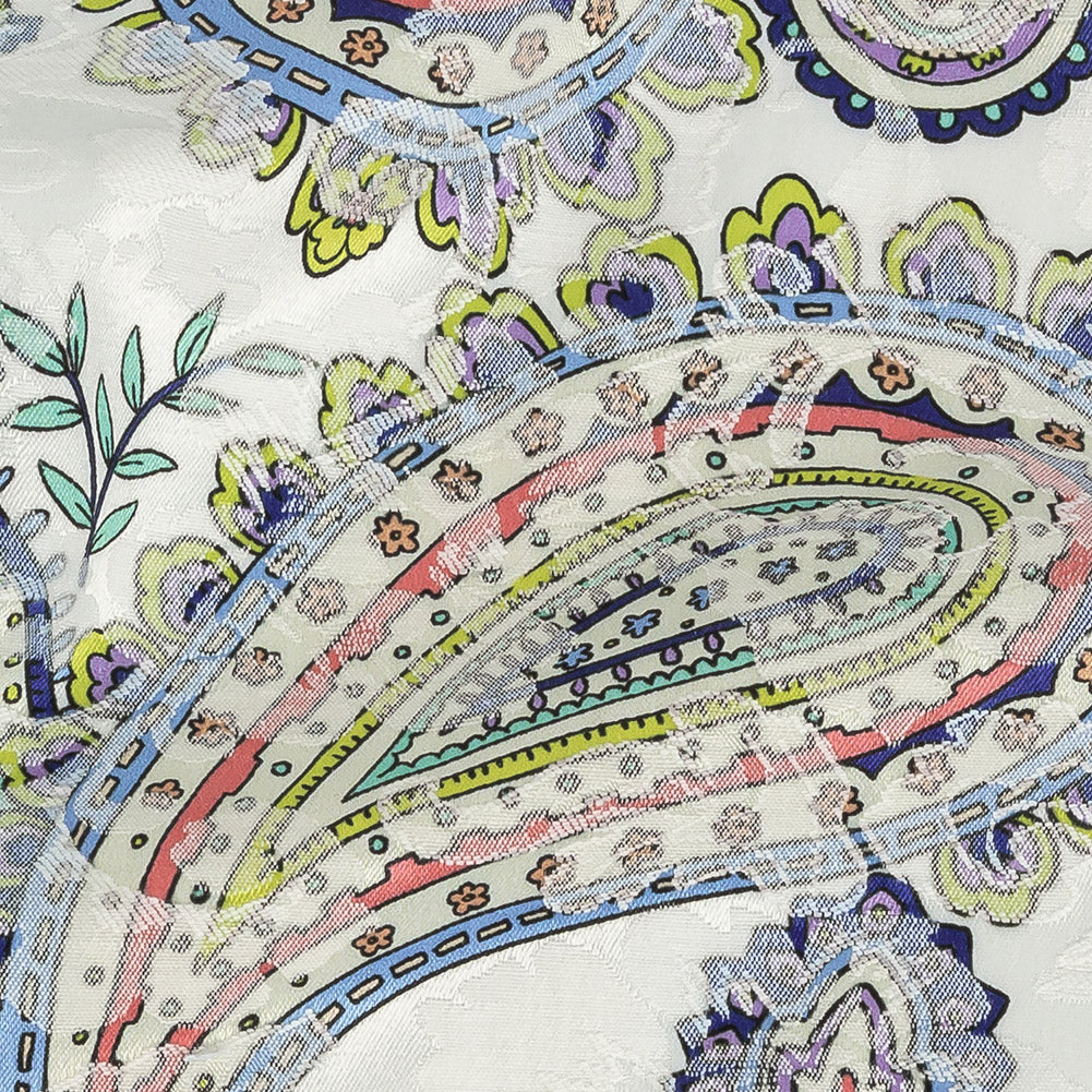 Stretch Floral Jacquard Print - Navy and White Paisley - Mood Exclusive Grandiose Gems