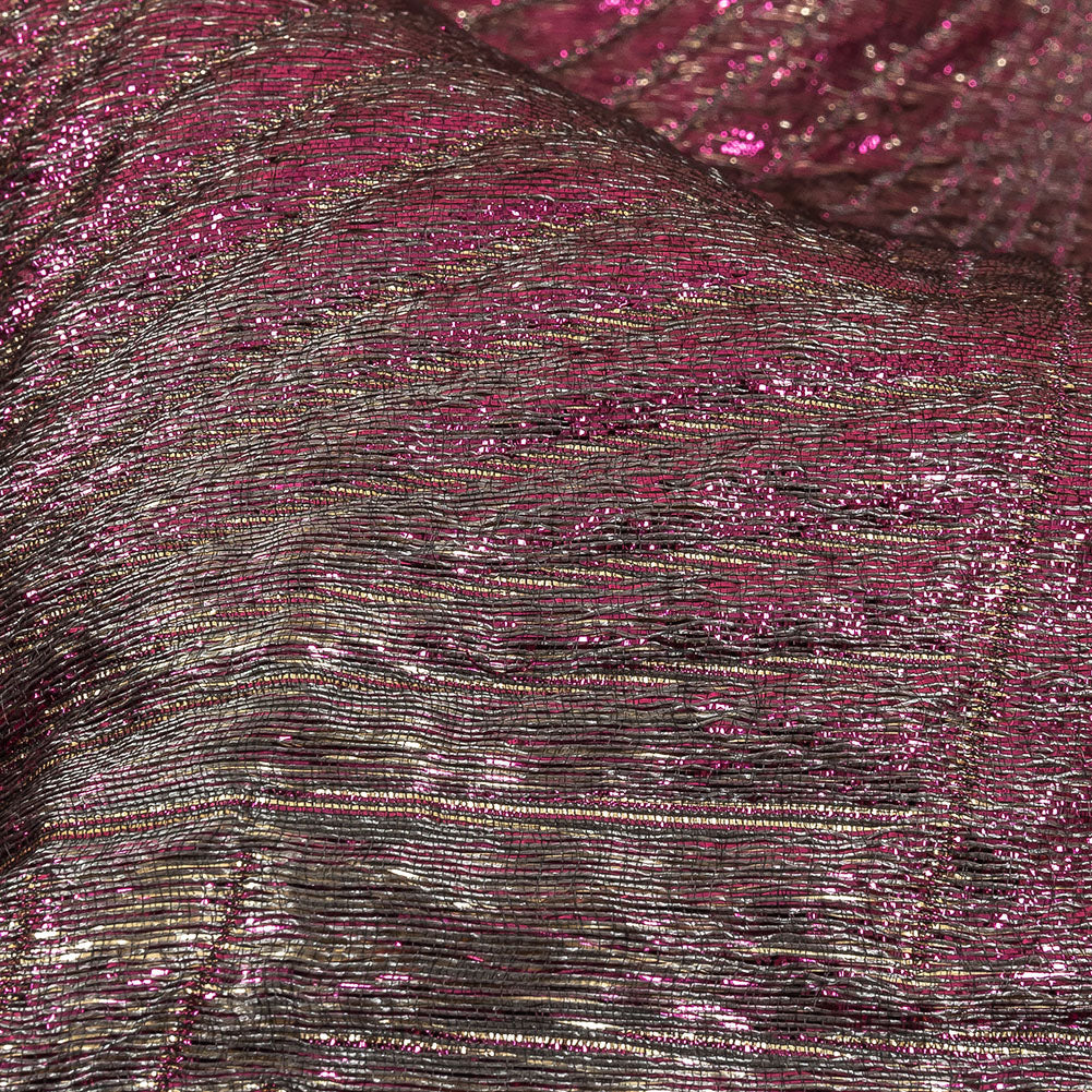 Metallic Purple, Gold and Gray Fanning Rays Luxury Brocade