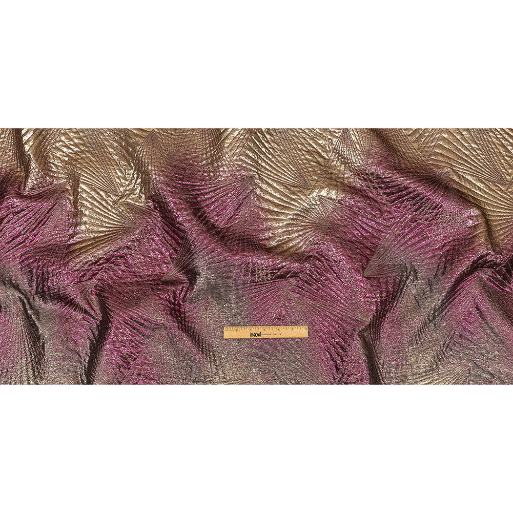 Metallic Purple, Gold and Gray Fanning Rays Luxury Brocade