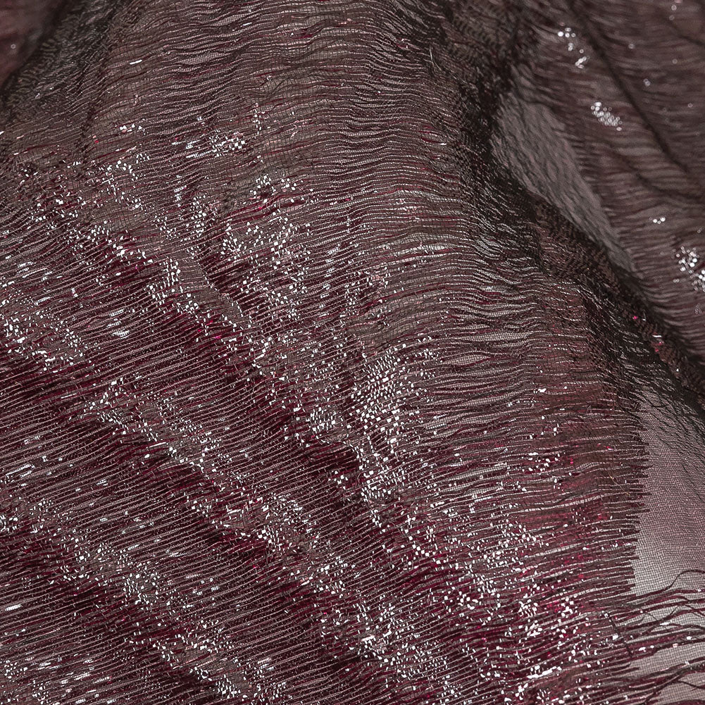 Metallic Black and Burgundy Abstract Sheer Luxury Burnout Brocade