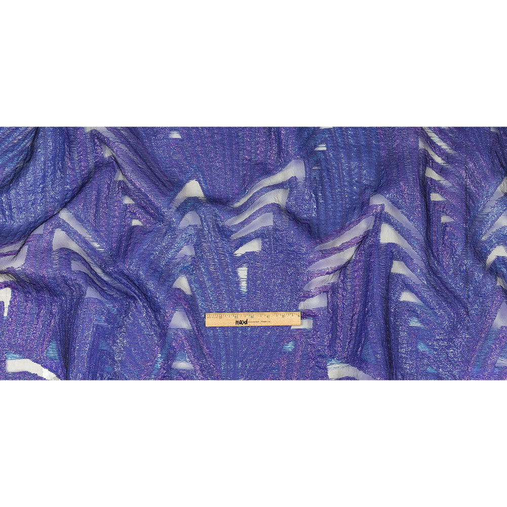 Metallic Blue and Purple Abstract Sheer Luxury Burnout Brocade