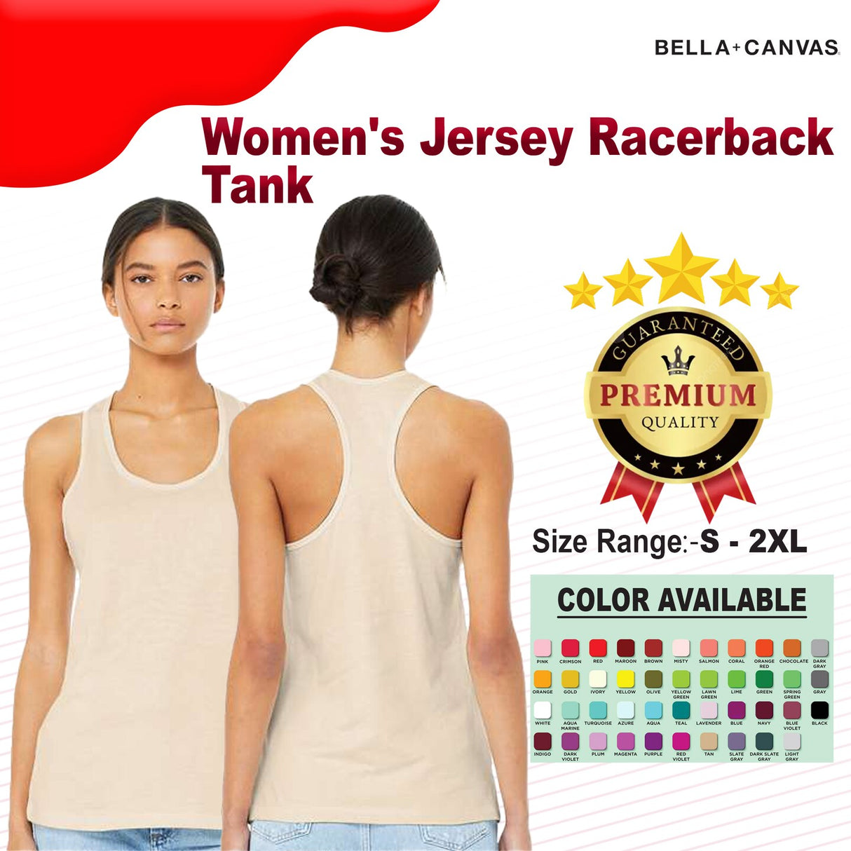 BELLA + CANVAS® Women's Jersey Racerback Crewneck Tank - 6008