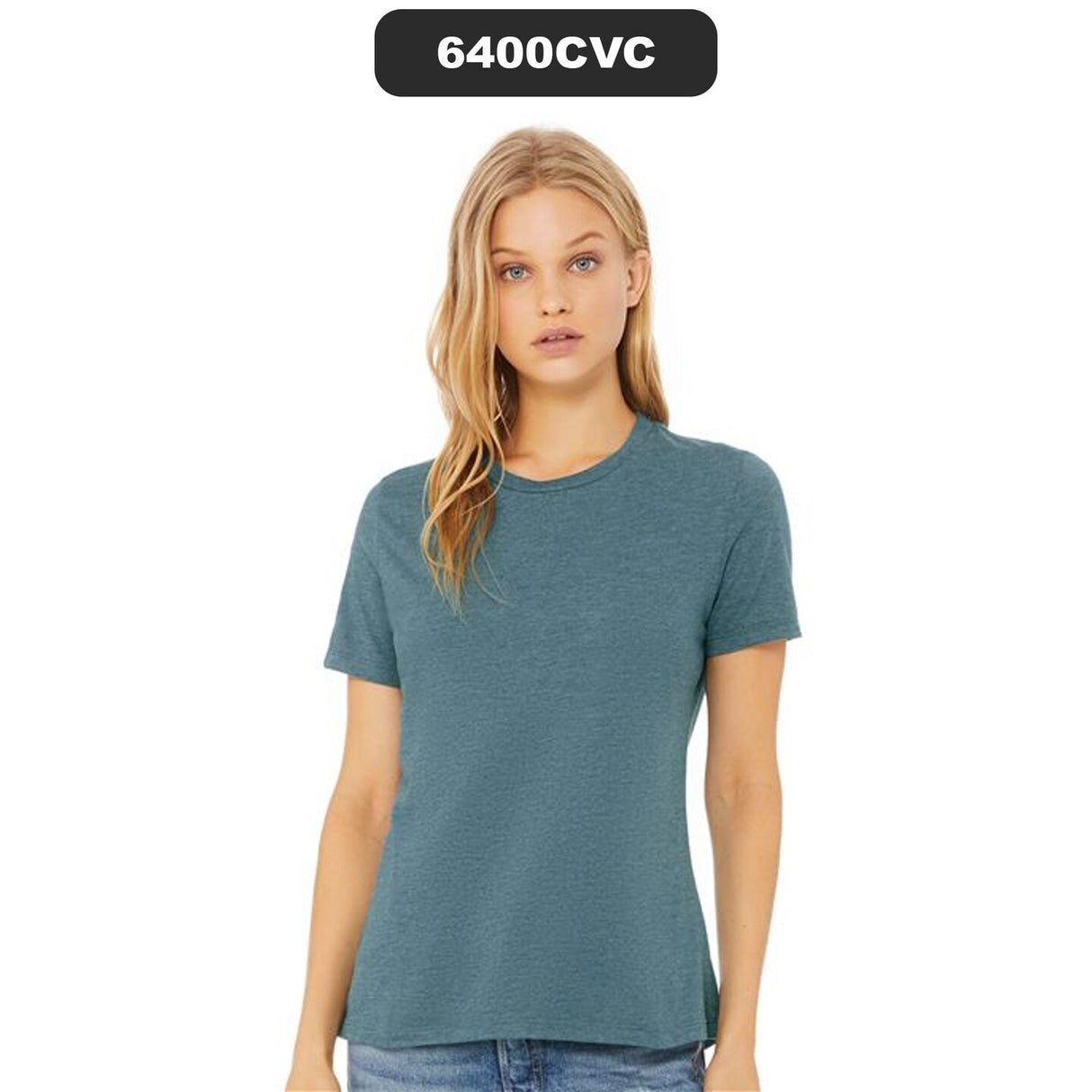 BELLA + CANVAS® Women's Relaxed Fit Heather CVC Crewneck Tee
