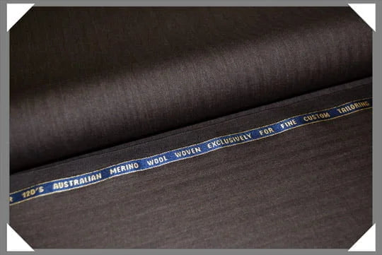 1 Yard Brown Super 120s Merino Wool Herringbone Fabric, Fine Tailoring Material 58/60 Inches Wide