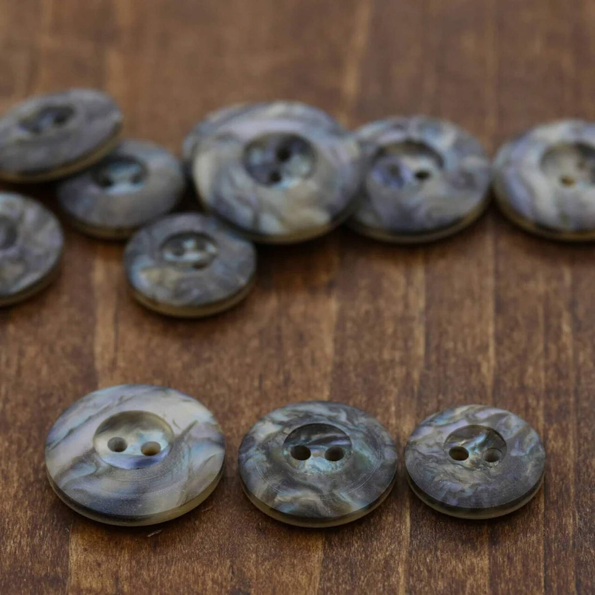 Gray Marble Faux Shell Buttons 18mm, 2-Hole – 12 Pieces for Sewing, DIY & Clothing Projects