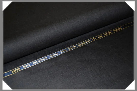 1 Yard Charcoal Super 120s Merino Wool Fabric Premium Tailoring Material 58/60 Inches Wide