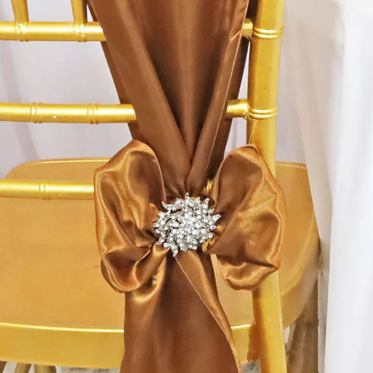 10 Pieces Copper Satin Chair Sashes 8"x108" Elegant Wedding & Event Decor