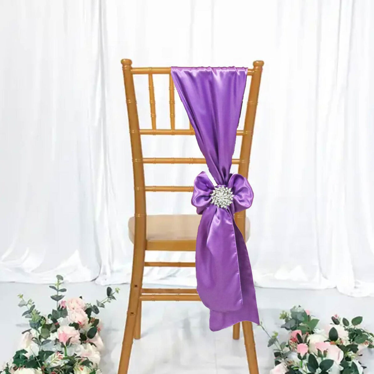 10 Pieces Victoria Lilac Satin Chair Bands, 8"x108" Soft Elegant Event Sashes