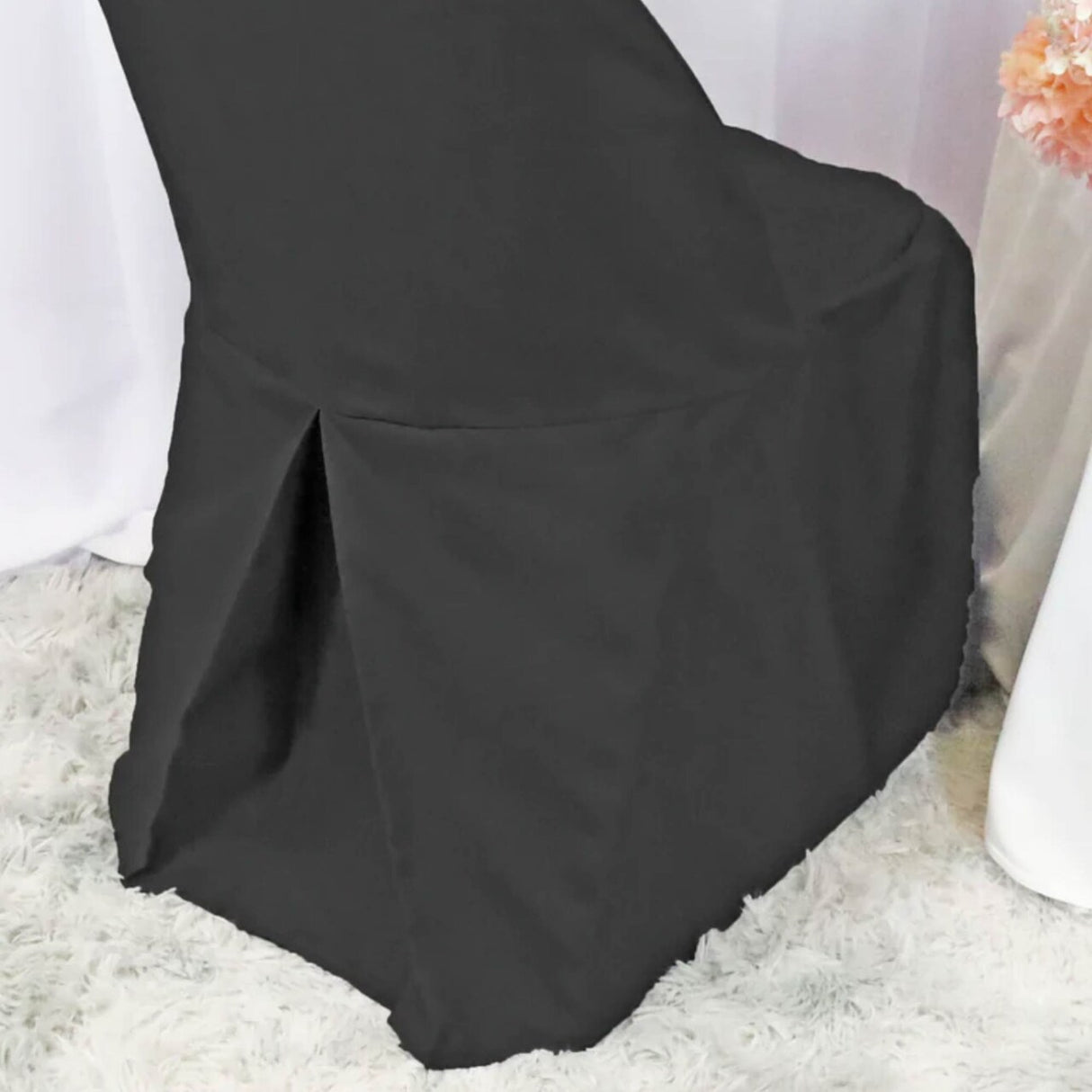 1 Piece Black Polyester Chair Cover for Classic Folding Seating