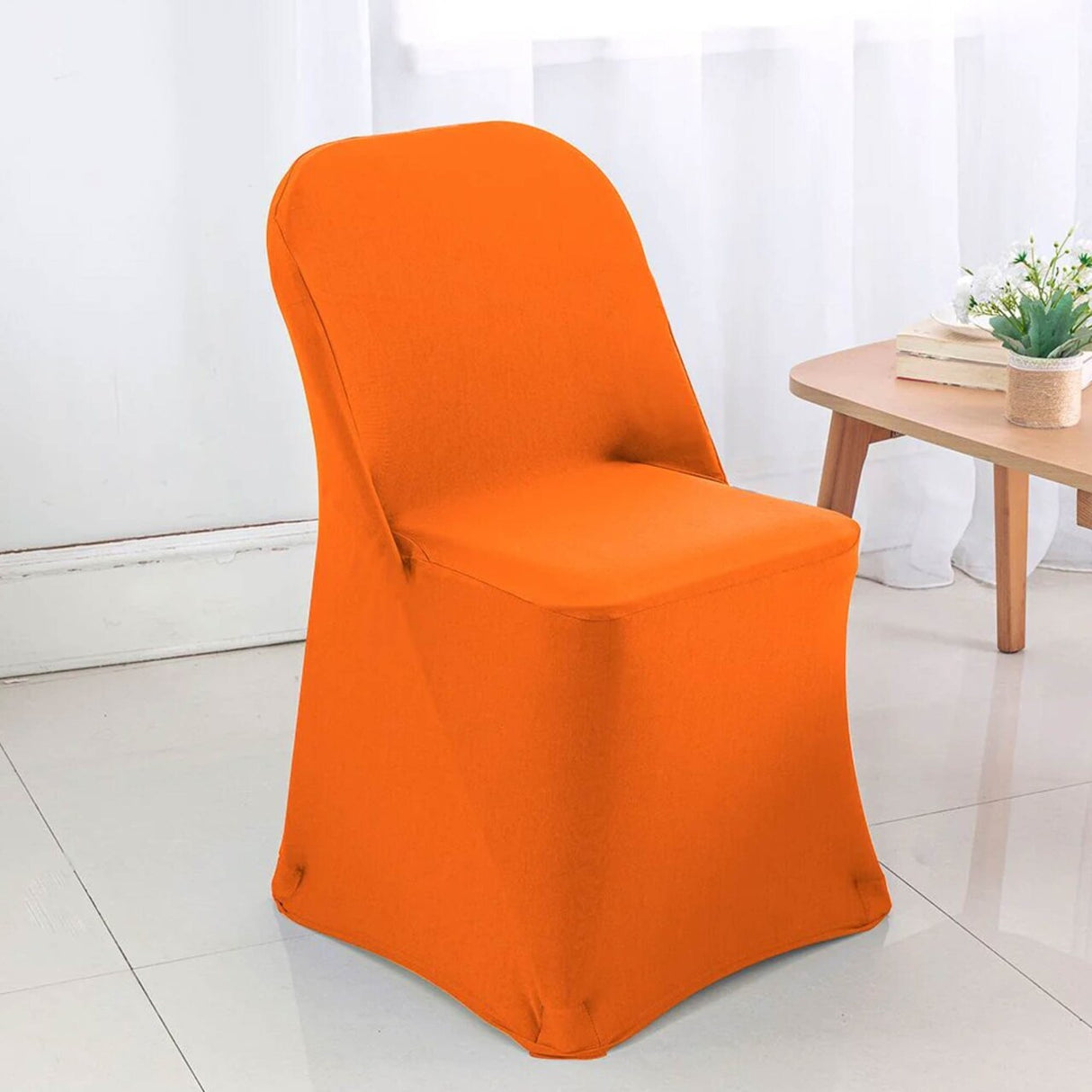 Orange Folding Spandex Chair Cover for Event Seating