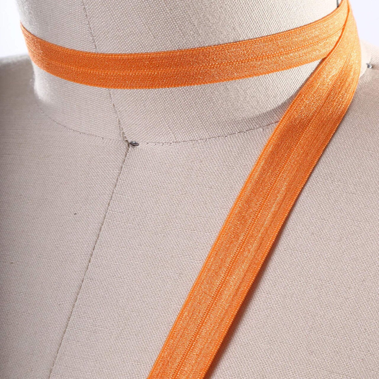 3 Yards Medium Orange Fold Over Elastic 5/8" Stretch Bias Trim for Hairbands & Masks