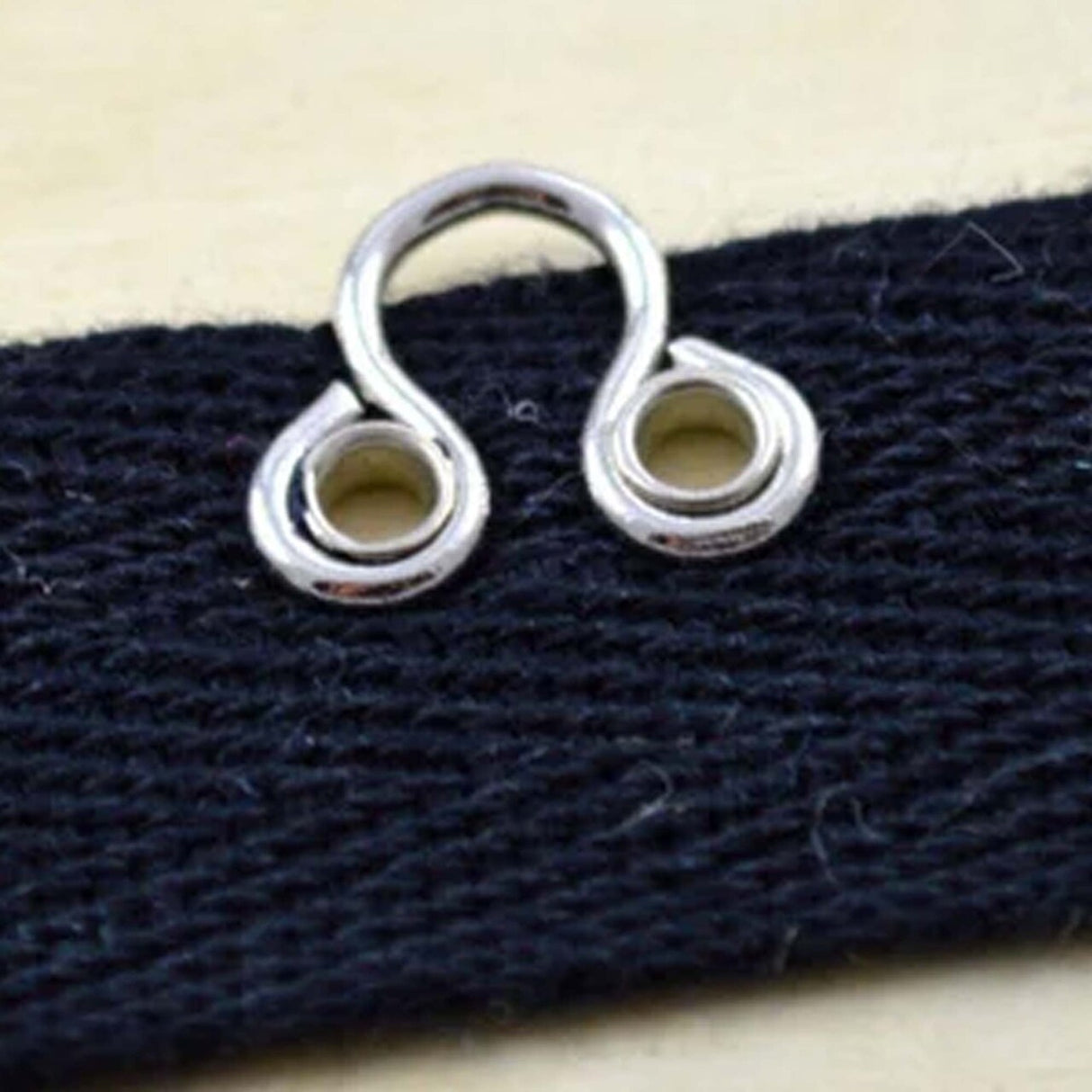 Black and silver Heavy Duty Hook and Eye Tape 7/8" Cotton Twill Trim with Metal Closures