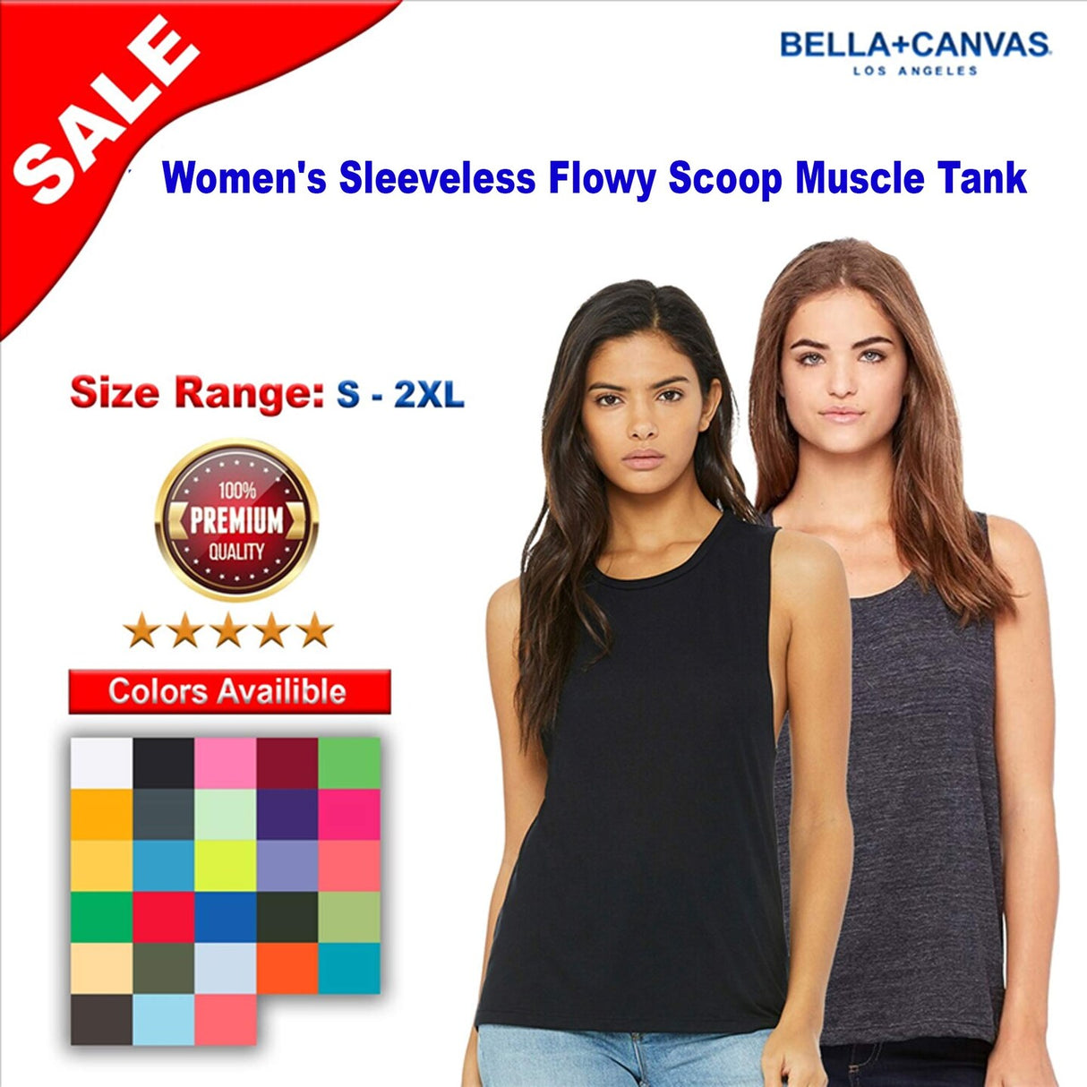 BELLA + CANVAS® Women's Sleeveless Flowy Scoop Muscle Tank - 8803